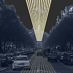 frankfurt kaiserstrasse auf den bahnhof zu mit lichtstreifen